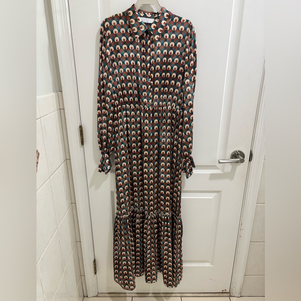 Kaos Long Sleeve Dress with Multicolor Pattern